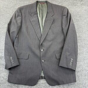Hart Schaffner & Marx Blazer Mens 44R Gray Wool Pinstripe Two Button Suit Jacket